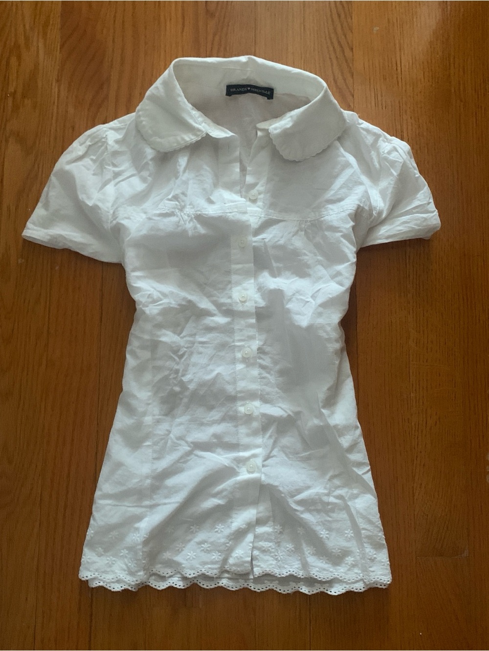 Brandy Melville White Short Sleeve Button Down Shirt